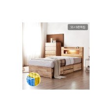 동서가구 브리더 LED 4단 수납 SS침대+9존 독립매트리스 DF921751 